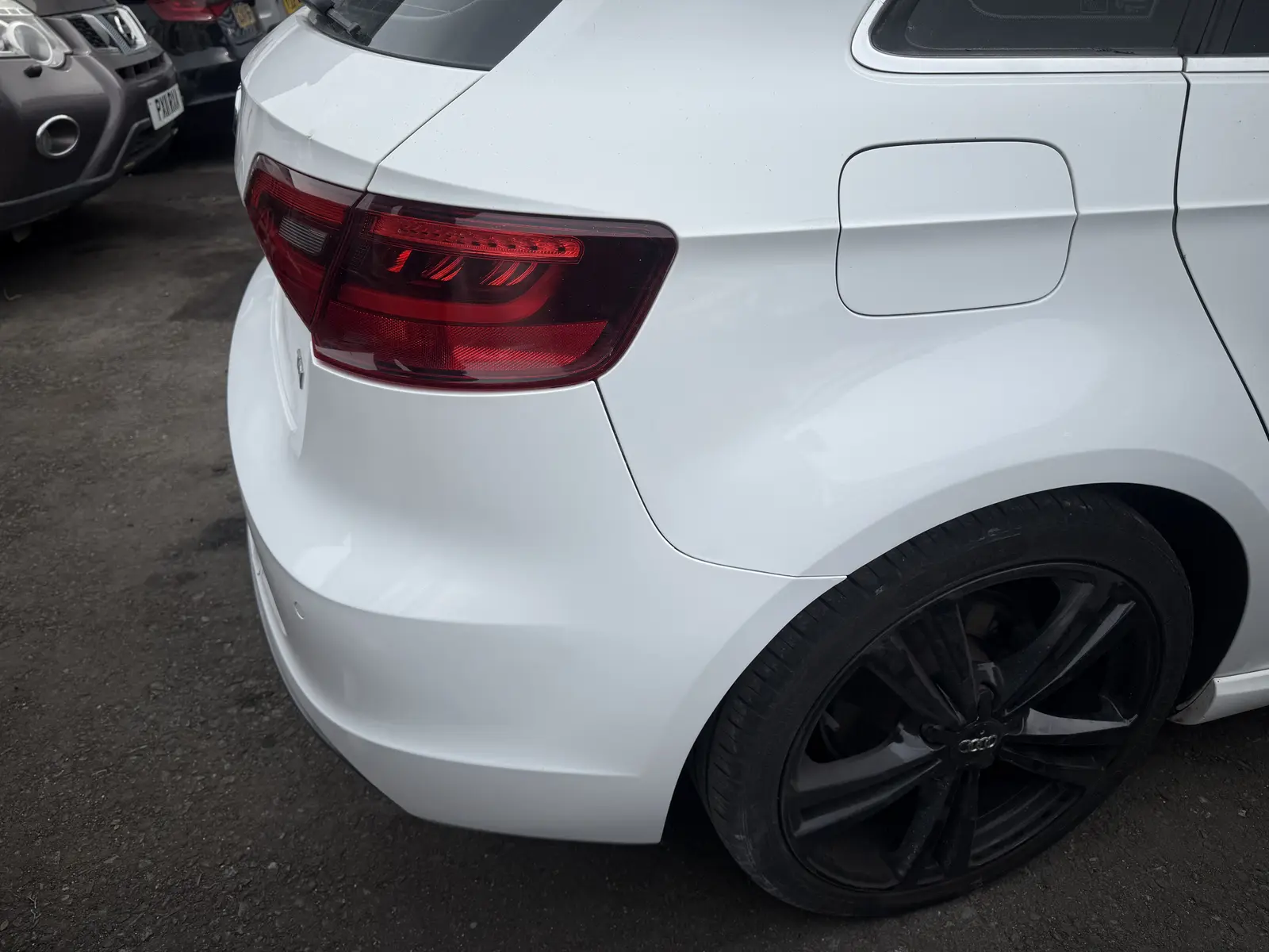 Audi bodywork after professional repair and paint refinishing