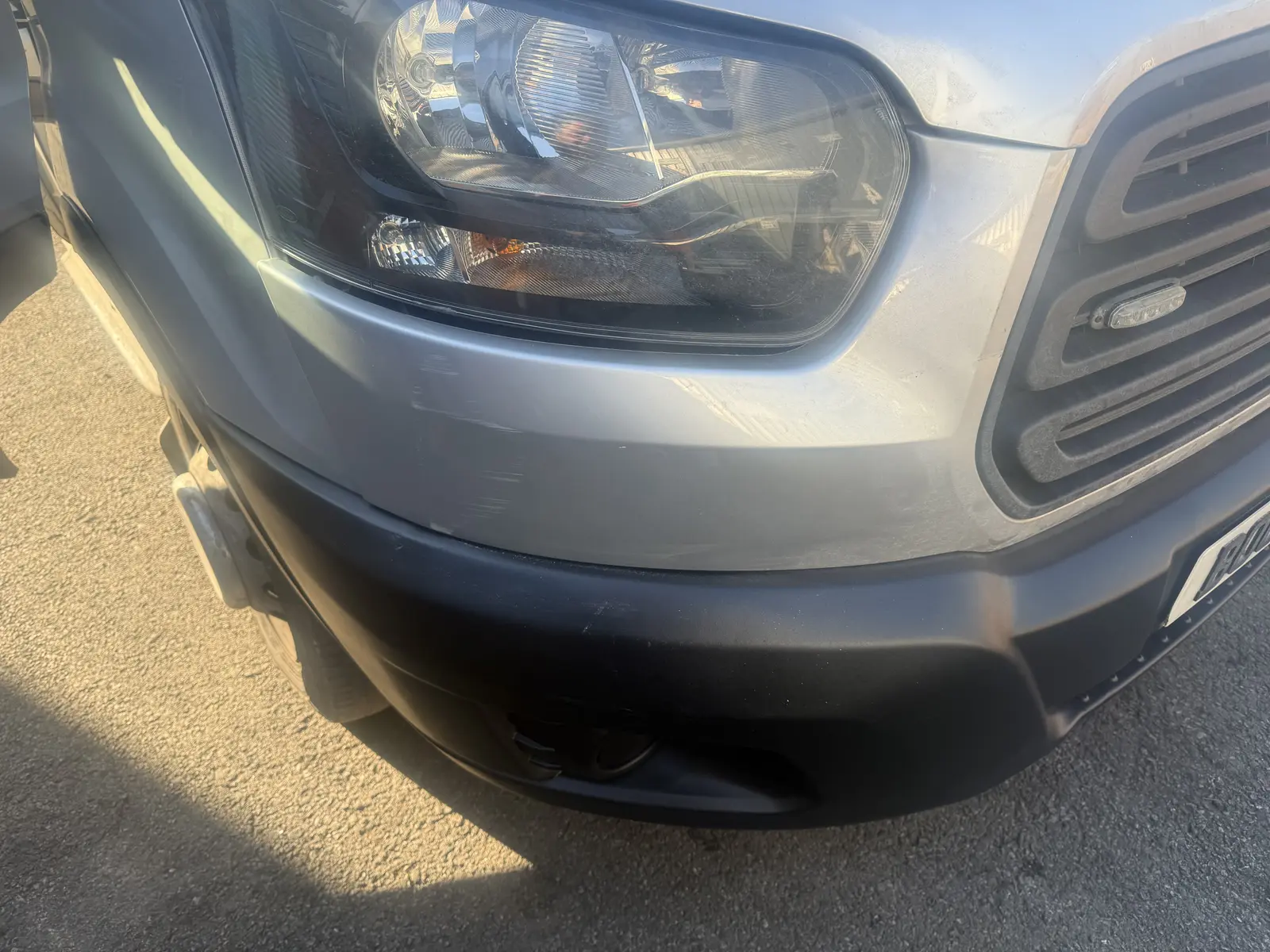 Commercial Ford Transit front corner after bodywork repair